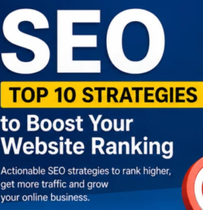 Modern SEO featured image showing a laptop with SEO analytics